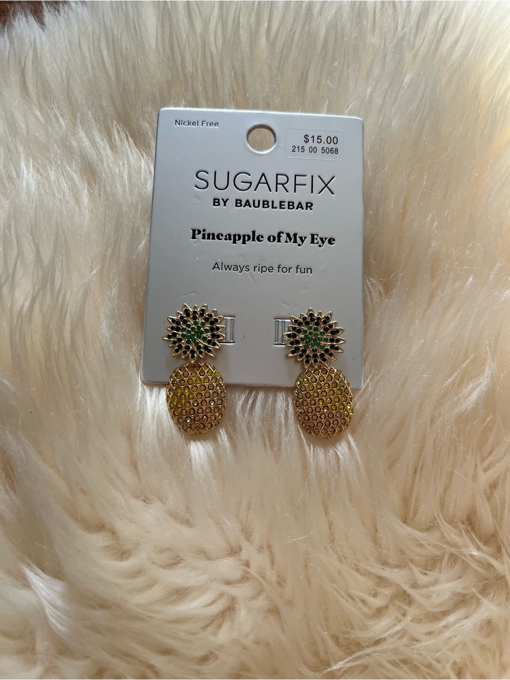 New Sugarfix by BaubleBar Gold and Green Pineapple Stud Drop Earrings